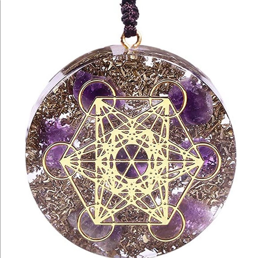 BRAND NEW AMETHYST & COOPER RESIN NECKLACE . - Picture 2 of 4
